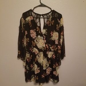 Black floral romper